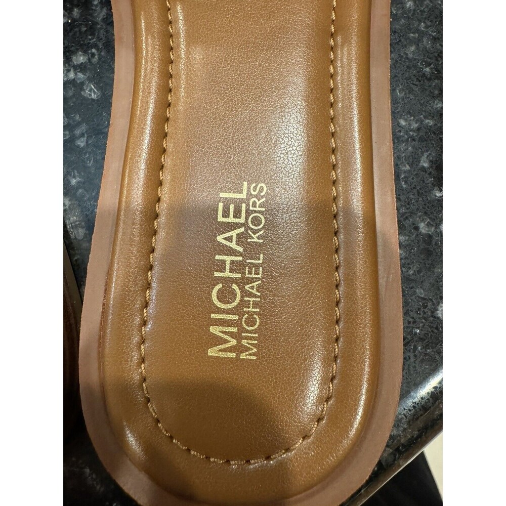 Michael Kors MK Logo Slide Sandals Brown Gold Women’s Size 7 - Picture 6 of 8